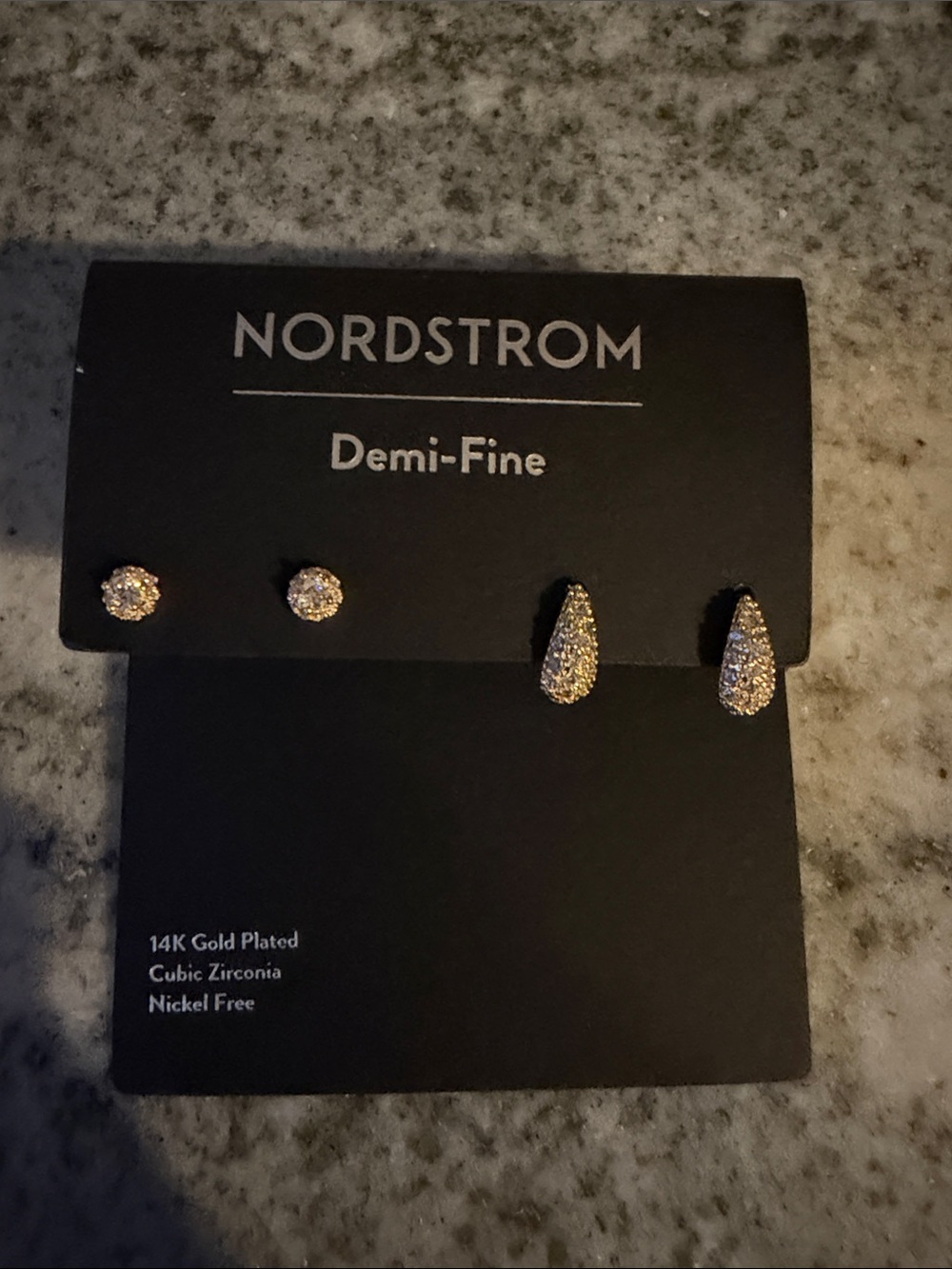 Nordstrom Gold Plated Cubic Zirconia Stud and Teardrop Earring Set - Gold Plated